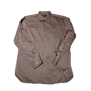 John Varvatos Dress Shirt Mens 16.5 Red Pink Slim USA Rock N Roll Casual Formal